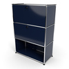 Highboard 3x1 mit 2 Klapptüren mitte und unten, Stahlblau