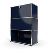Highboard 3x1 mit 2 Klapptüren mitte und unten, Stahlblau