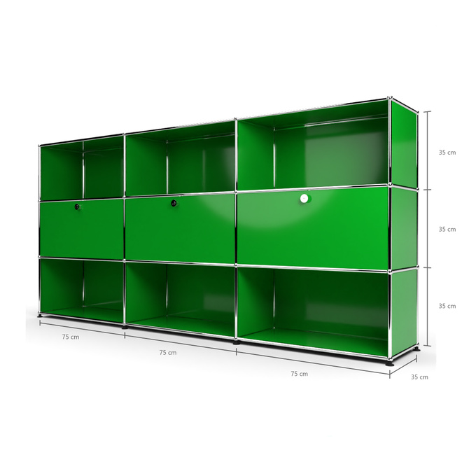 Highboard 3x3 mit 3 Klapptren Mitte, Grn