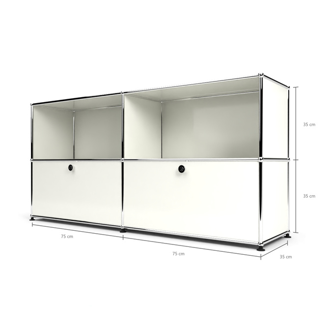 Sideboard 2x2 mit 2 Klapptüren, Weiss