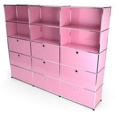 Wandregal 5x3 mit 9 Klapptren von unten, Rosa