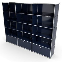 Wandregal 5x3 mit 3 Klapptren unten, Stahlblau