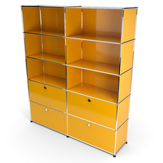 Wandregal 5x2 mit 4 Klapptren von unten, Goldgelb