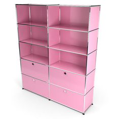 Wandregal 5x2 mit 4 Klapptren von unten, Rosa