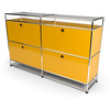 Sideboard 2x2 mit 4 Klapptüren, mit Glasablage, Goldgelb