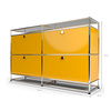 Sideboard 2x2 mit 4 Klapptüren, mit Glasablage, Goldgelb